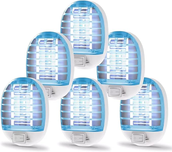Bug Zapper Indoor, Electronic Fly Trap Insect Killer, Mosquitoes Killer Mosquito Zapper with Blue Lights for Living Room, Home, Kitchen, Bedroom, Baby Room, Office(6 Packs)