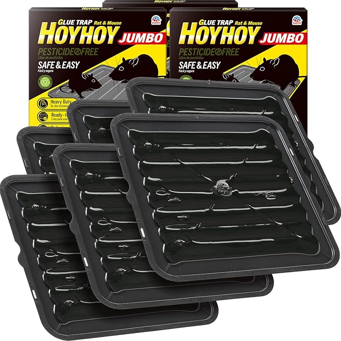 HOY HOY Rat & Mouse Jumbo Size Glue Trap 6 Traps [3-Pack] - Heavy-Duty Professional Strength Ready-to-Use Rodent Pest Control, Great for Home with Kids & Pets Indoor Household Pests