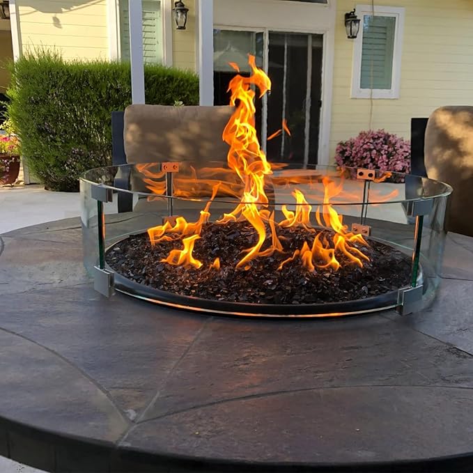 Fire Pit Wind Guard, 17" Glass Wind Guard for Fire Pit Round Table, Made of Clear Tempered Glass, Set with Assembly Instructions