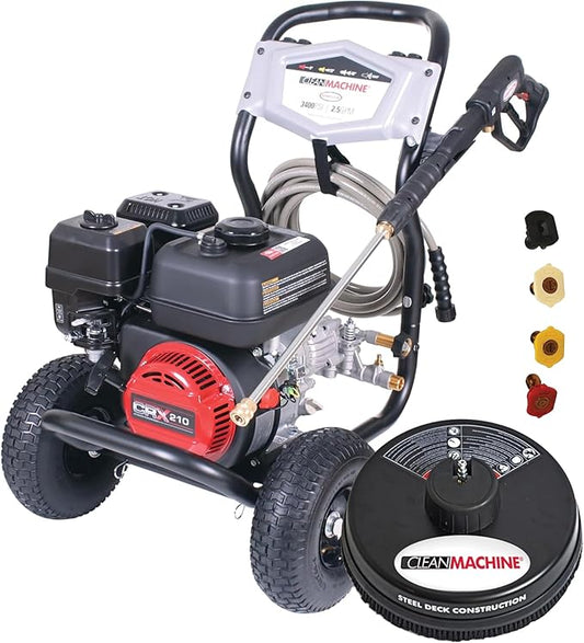 Simpson Cleaning 3400 PSI Gas Pressure Washer, 2.5 GPM Power Washer for Residential Use, CRX Engine, 25-Foot Hose, Clean Machine, 49-State (CM61248-S)