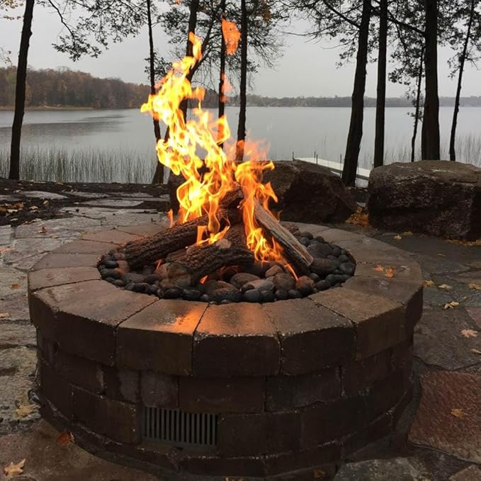 HPC Penta Match Lit Fire Pit Burner Kit (FPS-PENTA30KIT-NG-MSCB) with 30-Inch Stainless Steel Burner, Natural Gas, Polished Chrome, with Flange, Key, Valve, Flex Line and Fittings