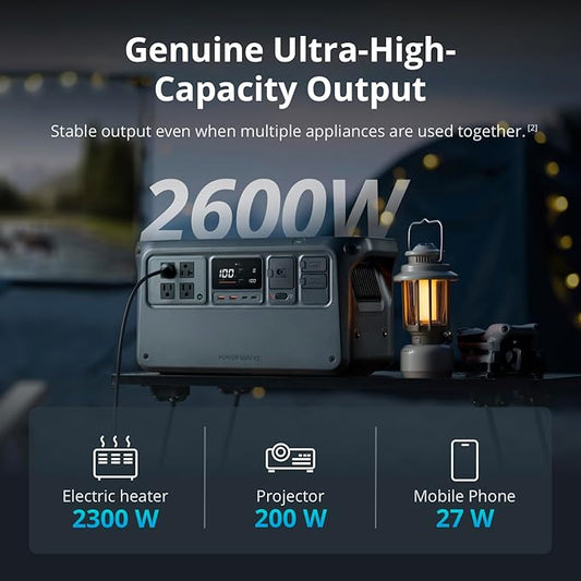 DJI Power 1000 V2 Portable Power Station, 1024Wh LFP Battery, Compact Size, 2600W Stable Output, 0-80% Recharge in 37 Mins, Electric Generator for Home, Camping, RVs, Off-Grid