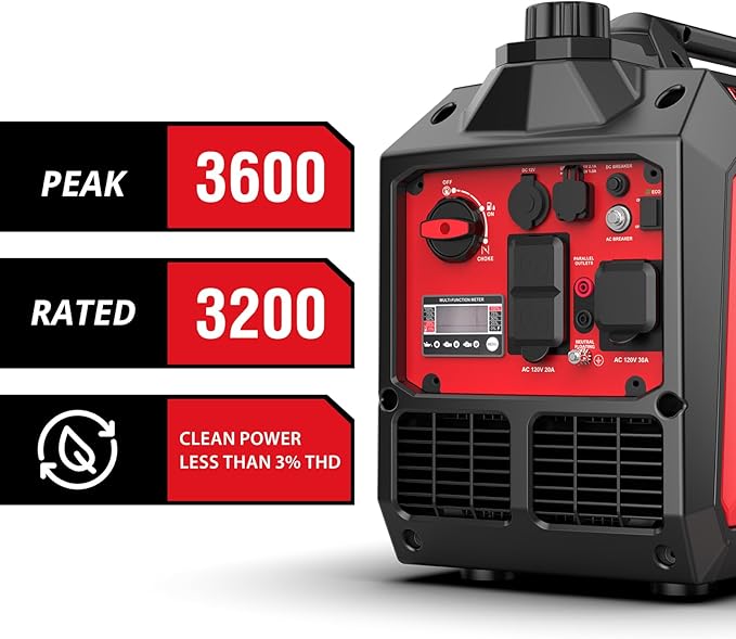 PowerSmart 3600-Watt Portable Inverter Generator with Super Quiet, 30 amp for RV-Ready