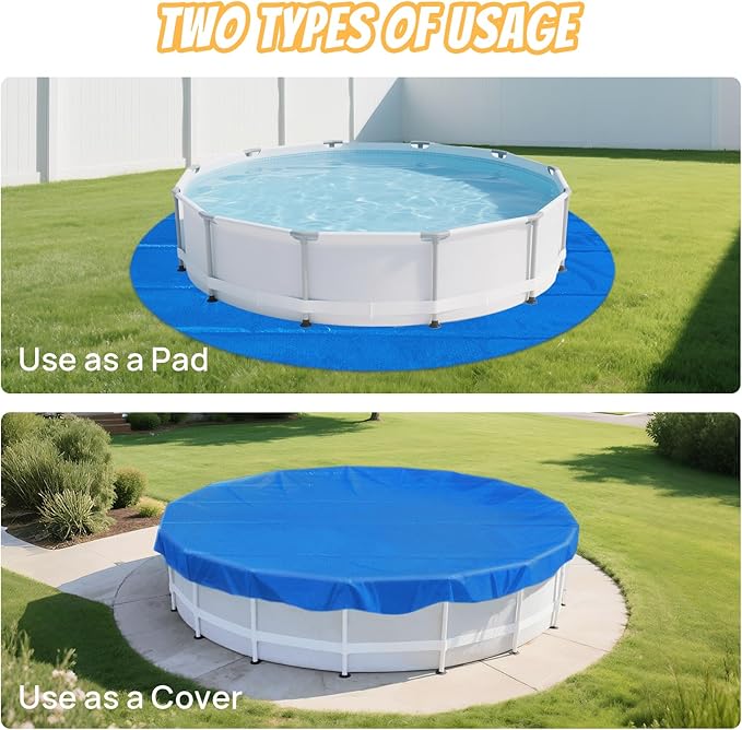 Pool Liner Pad for Above Ground Pools, 12 FT Round Pool Pad, Puncture Protection Mat, Extend Swimming Pool Liner Life, Durable PE Material