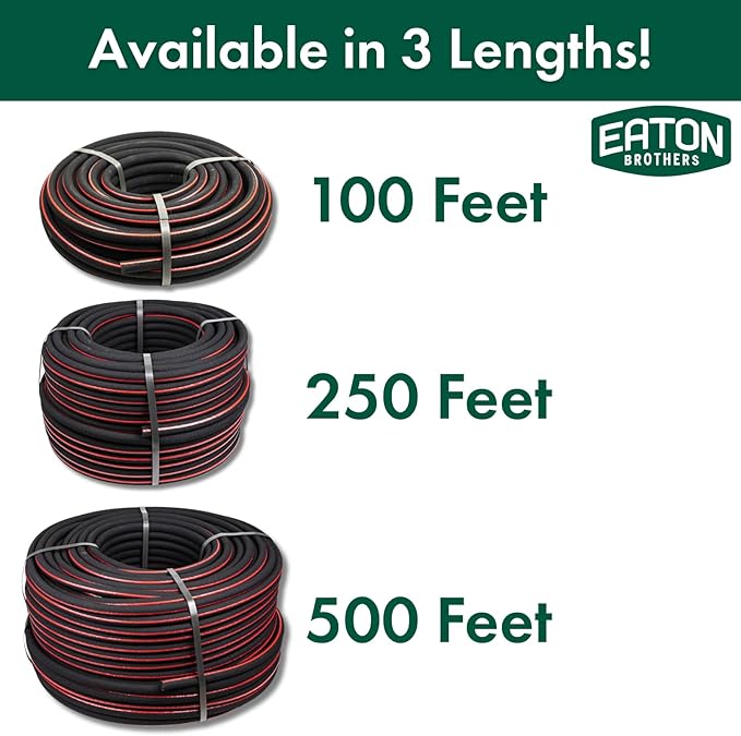 Eaton Brothers Bulk Soaker Hose 1/2-Inch x 500 ft – Professional-Grade Recycled Rubber Soaker Hose – Long-Run Garden Watering System for Large Gardens, Beds, and Greenhouses