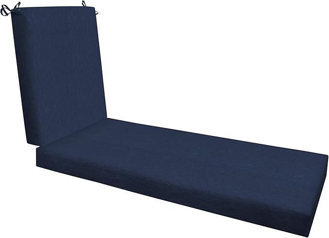 Honeycomb Outdoor Heritage Chaise, 22.5" W x 70" L, Textured Solid Indigo Blue Chair Cushion for Patio Furniture