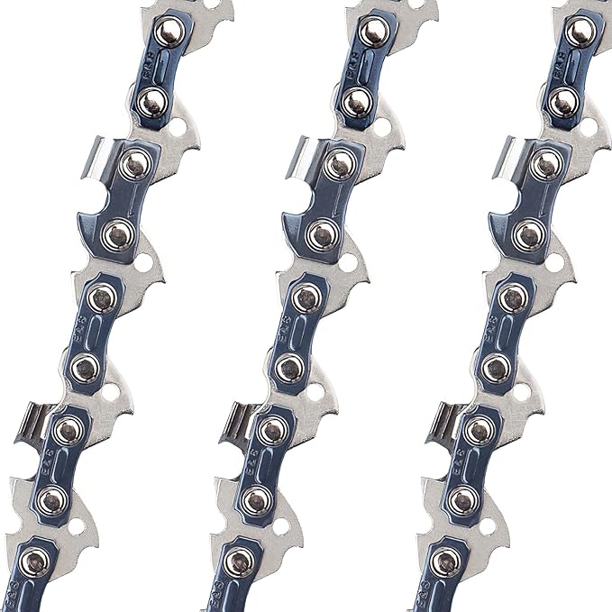 E & S 3 Pack 18 Inch Chainsaw Chain 3/8" LP Pitch .050" Gauge 62 Drive Links Semi-Chisel Chain Saw Chains for Husqvarna, Poulan, Craftsman, Greenworks and More Chainsaw Brands