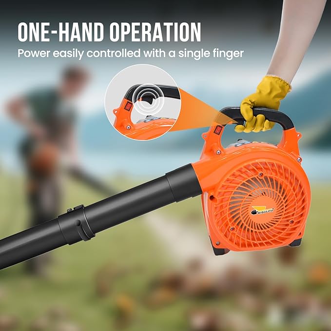 RIDALIYA 28CC Gas Leaf Blower, 1.1HP 2-Stroke Handheld Blower, 460 CFM 160 MPH High-Performance Air Volume, Lightweight Design for Lawn, Yard, and Driveway Cleanup