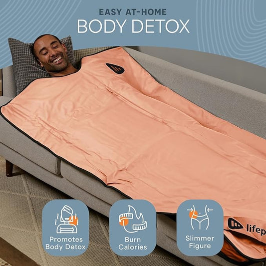Lifepro Infrared Sauna Blanket for Detox & Relaxation – Low EMF Carbon Fiber Heating, 9 Temp Levels, 5 Colors – Portable Full Body Sauna Blanket Infrared with Waterproof Interior & Carry Bag