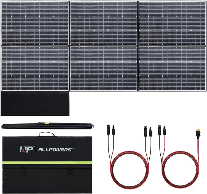 ALLPOWERS SP039 600W Foldable Solar Panel, 24% Efficient IP66 Waterproof for RV Camping Home & 12V Systems, Compact Portable Design（SP039-600W