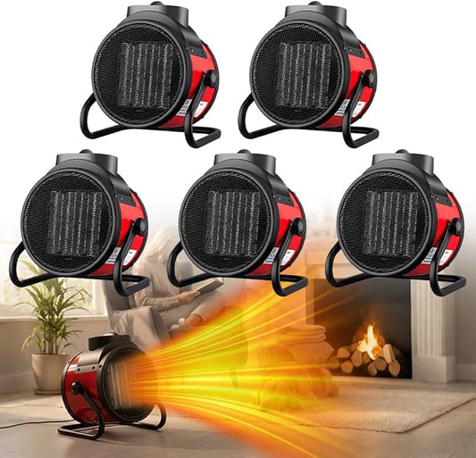 Saker 3000W Powerful Portable Heating Cannon for Outdoor&Indoor Use, PTC Electric Small Space Heater with 90° Adjustable Angle, Fast Heater for Greenhouse, Garage, Bedroom, Home Office (5 PC)