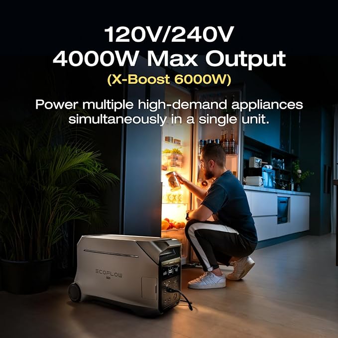 EF ECOFLOW 7696Wh Portable Power Station: DELTA Pro 3 with DELTA Pro Extra Battery, 120/240V 4000W AC Output, Solar Generator for Home Use, Camping, Emergencies, Power Outages, RVs