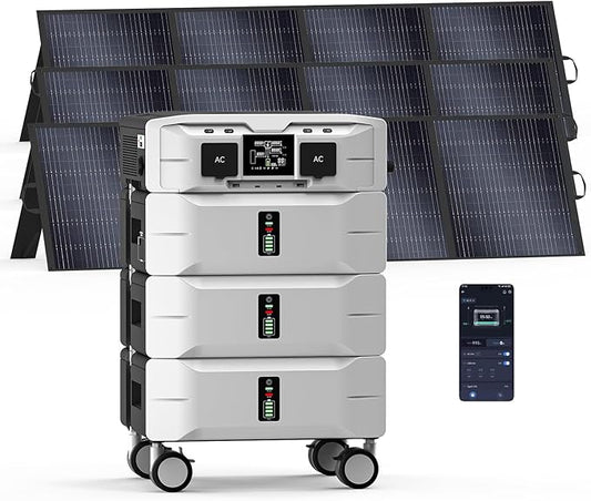 IEE SP5000 Solar Generator 5000W, 7680Wh Power Station with 3x200W Solar Panels, 5 AC Outlets(9000W Surge), 120V/240V Dual Voltage, LiFePO4 Battery for Home Backup Outdoors Camping RV Emergency