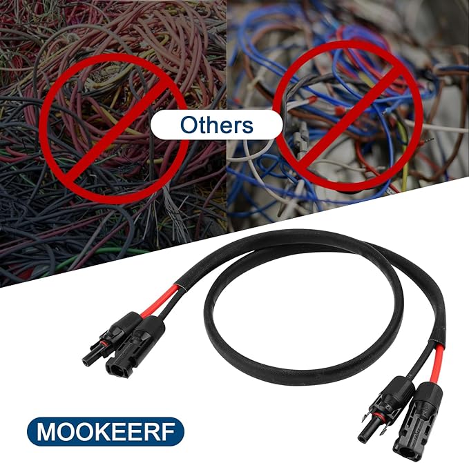 Solar Panel Extension Cable - 10AWG 5FT Solar Wire with Waterproof Female & Male Connector, Flame Retardant Protective Sleeving PV Wire for RV, Photovoltaic Systems, Home, Boat, Car