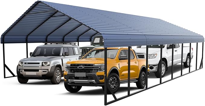 20x40 FT Carport Canopy Heavy Duty RV Metal Carports Kits for Garage,Aluminum Car Ports with Steel Shelter Frame Cover for 4 Car or Boats