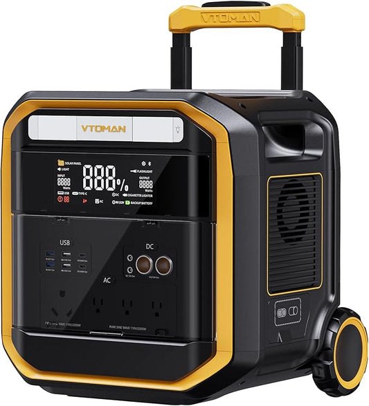 VTOMAN FlashSpeed Pro 3600 Portable Power Station, 3600W 2816Wh Solar Generator with 2Hr Fast Charge, UPS Home Backup & Outdoor Power for Camping, RV, Power Outage, Emergencies (with Wheels)