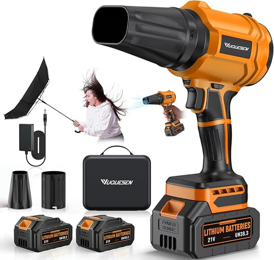 Cordless Leaf Blower, 980,000 RPM Handheld Leaf Blower with 2 X 4.0Ah Batteries & Charger, Lightweight Leaf Blowers for Patio Cleaning, Lawn Care, Leaves, Dust - Orange