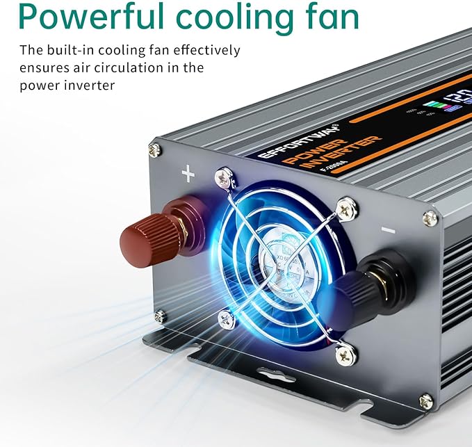 2000W Power Inverter 4000W (Peak). 12V DC to 110V/120V AC Converter with LCD Display, 2 AC outlets, 2 USB, 2000w Inverter for Camping RV Travel Outdoor Truck Off-Grid Solar inverters