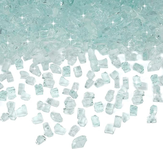 Skyflame High Luster 10-Pound Regular Fire Glass for Fire Pit Fireplace Garden Landscaping Crystal Ice 1/4" Size