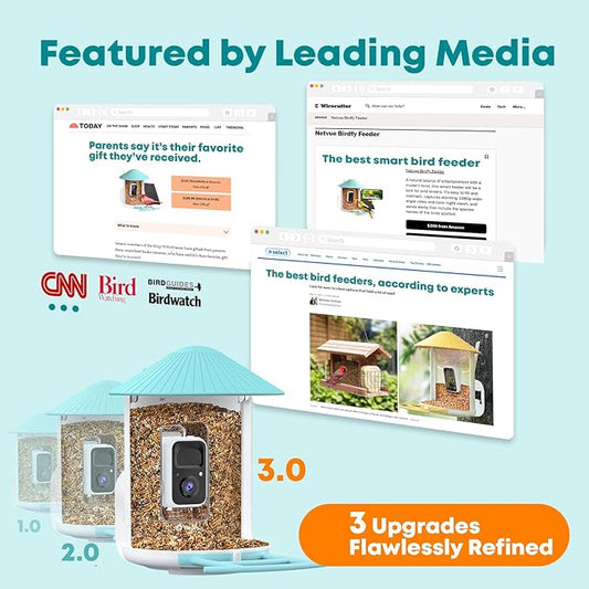 NETVUE by Birdfy Smart Bird Feeder with 2K AI Camera, Auto Capture Videos & Motion Detection, Live Steam, Wireless Wildbird Watching, Ideal Gift for Outdoor Backyard Birder(AI by Subscription)