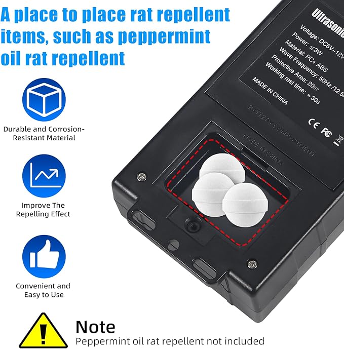Rodent Repellent for Car Engine,Ultrasonic Mouse Repellent Car Rodent Repeller Under Hood Battery Operated Rat Deterrent with Flashing Lights,Keep Squirrels Rats Mice Out of Attic Outdoors Indoors