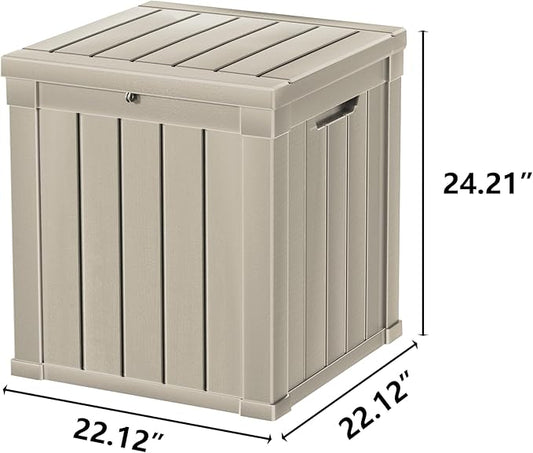 Mersco 50 Gallon Double-Wall Resin Deck Box - Lockable Waterproof Outdoor Storage Box, 515lbs Capacity & Doubles as Seating for Patio Furniture - Garden Tools, Pool Accessories (Grey)