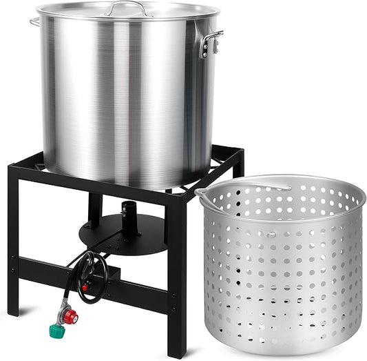 OT1001 Seafood Boil Kit, Featuring a Propane Burner, Propane Regulator, and a 100QT Pot with Basket, Built for Heavy-Duty Outdoor Use for Hotel Catering,Crawfish Boil Party,Community Event