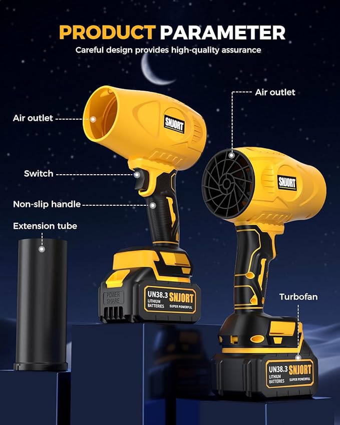 Leaf Blower Cordless with Battery and Charger, 980,000 RPM, Extended Nozzle, Lightweight Handheld,Blower for Patio Cleaning,Leaves and Dust,Birthday Gifts for Men Dad Husband(Lemon Yellow)