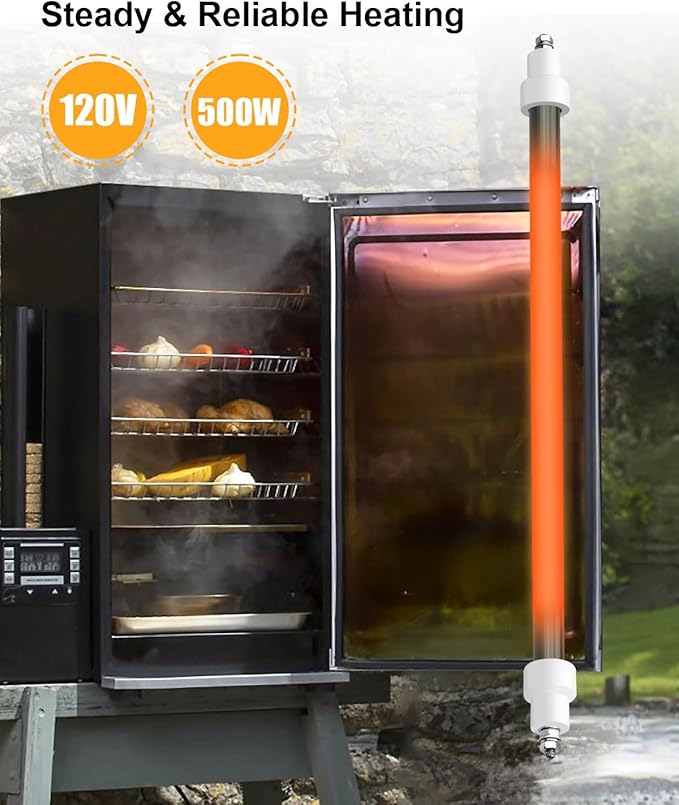 120V 500W Heating Element Compatible with Bradley Smoker BS611 BTDS76P 4-Rack Outdoor Electric Smoker BTDS108P 6-Rack Digital Food Smokers, Ceramic Sheath with Nuts