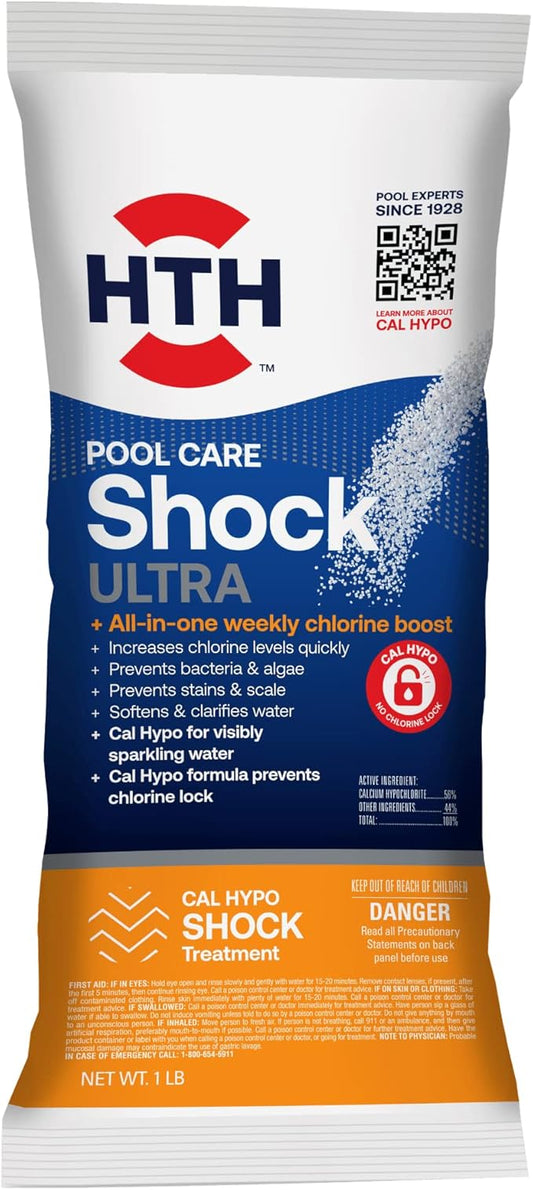 HTH 52039 Swimming Pool Care Shock Ultra, Swimming Pool Chemical, Cal Hypo Formula (1 Pack)