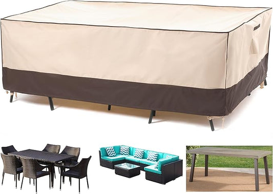 F&J Outdoors Heavy Duty Rip-stop Fabric UV Resistant Waterproof Large Patio Furniture Covers, 126"x83"x27.5"