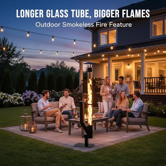 yoyomax Wood Pellet Patio Heater,Outdoor Pellet Heater,Portable Wood Pellet Fire Pit with Ash Tray Patio Rocket Stove for Backyard Camping Garden Balcony