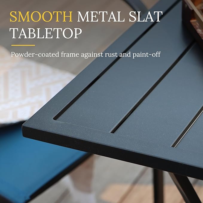 VICLLAX Small Square Outdoor Patio Table, All Weather Metal Outdoor Dining Table for Lawn Garden, 27.5"x 27.5" Patio Table for Outside, Black