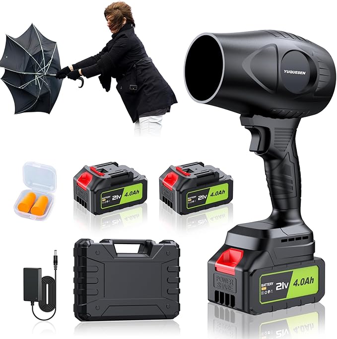 980,000 RPM Cordless Leaf Blower - 21V Electric Handheld Leaf Blower with 2×4.0Ah Batteries & Fast Charger - Lightweight for Patio, Lawn, Yard, Deck Cleaning - Raven