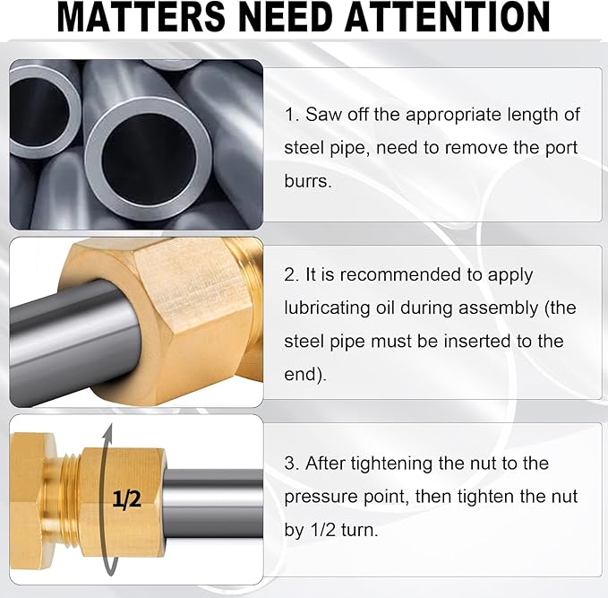 ChillWaves Brass Compression Tube Fitting, 1/4" OD x 1/4" NPT Female Compression Union Connector(10-PACK)