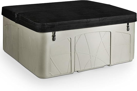 LifeSmart 5-Person Hot Tub – Outdoor Spa with 28 Jets, LED Lights, Waterfall, Ozonator & Cover – Sand-Colored Above-Ground Spa for Home Use