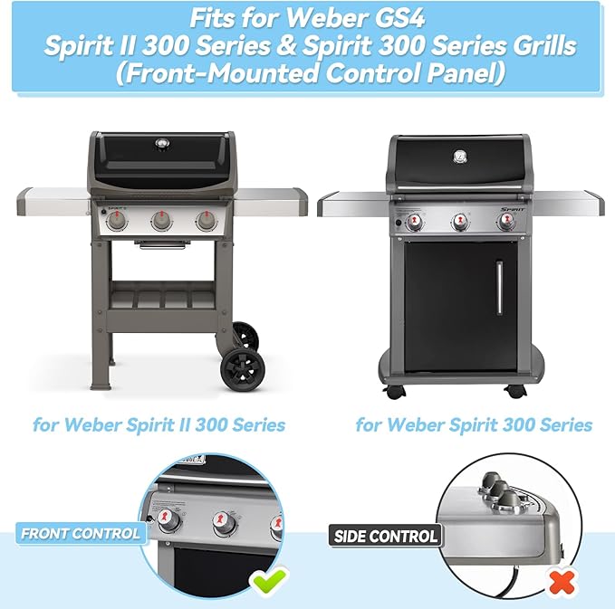 15.3" Flavorizer Bars for Weber Spirit 300 and GS4 Spirit II 300 Series E310 E320 E330 S310 S320 S330 with Front Control Knobs, Stainless Steel Grill Heat Plates Replacement for 7636, 5 Pack