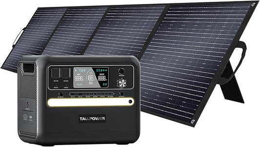 TALLPOWER Portable Power Station, 2400W, 2160Wh Large Capacity,AC Output Rating, LED Light, UPS Function,for Outdoor Camping (2400W Power Station+400W Solar Panel)
