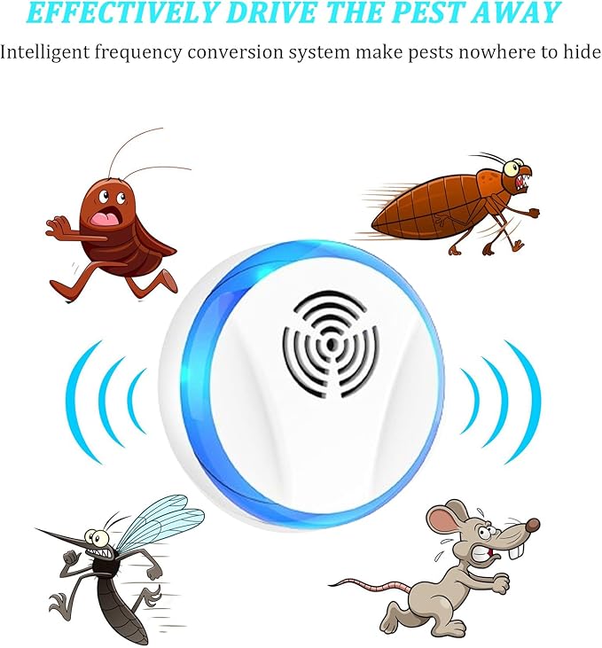 Ultrasonic Pest Repellent Indoor Plug in - Rodent & Mice Repellent Electronic Pest Control for Roach Mosquito Spider Bug (6, White)