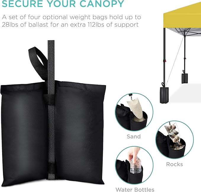 Best Choice Products 8x8ft 1-Person Setup Pop Up Canopy Tent Instant Portable Shelter w/ 1-Button Push, Case, 4 Weight Bags - Yellow