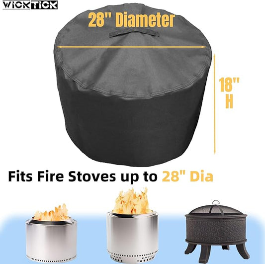 28 Inch Round Fire Pit Cover for Solo Stove Yukon 2.0, 600D Heavy Duty Waterproof Firepit Accessories for Outdoor Camping, All-Weather Resistant