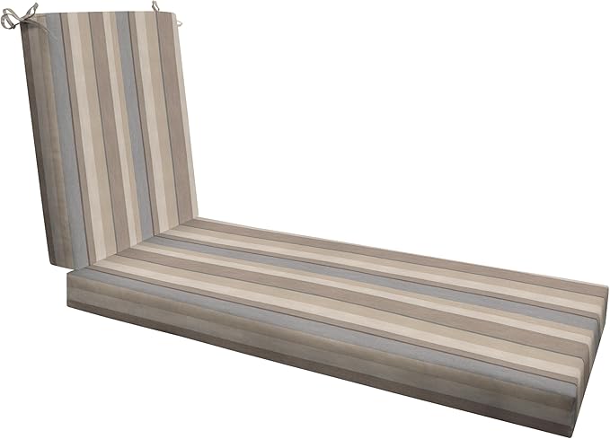 Honeycomb Outdoor Heritage Chaise, 22.5" W x 70" L, Stripe Taupe Chair Cushion for Patio Furniture