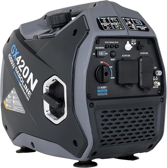Pulsar 4,200W Portable Gas-Powered Quiet Inverter Generator for Home Emergency Backup, Parallel Capability, RV Ready, Long Run Time, GX420N