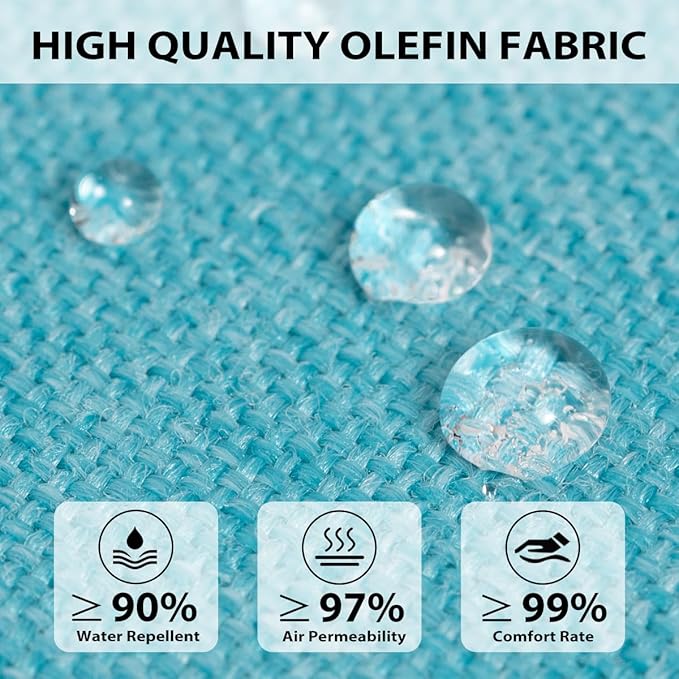 Sundale Outdoor Olefin Chaise Lounge Cushion Set of 2, Water-Resistant Patio Lounge Chair Cushion, Thick Lounger Pad with 4 Straps Teal, 72 x 21 x 4 Inches