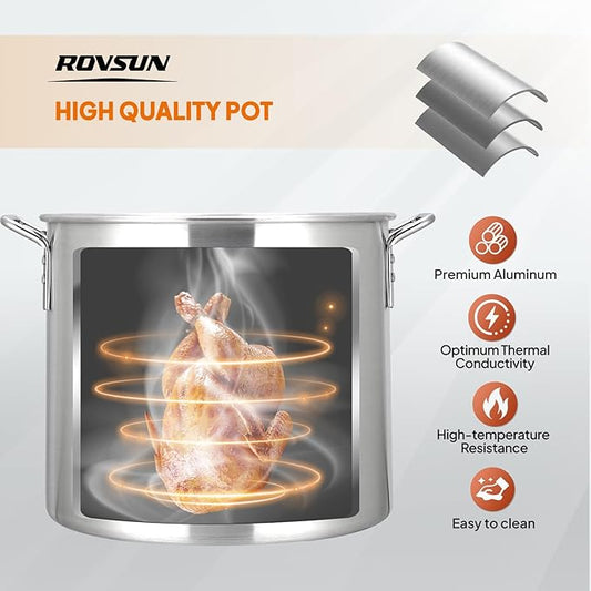 ROVSUN 80QT Turkey Fryer with 150,000BTU Propane Stove, Aluminum Seafood Crawfish Boiler Steamer & Deep Fryer with Basket, 10PSI CSA Certified Regulator & Lifting Hook for Outdoor Backyard Cooking