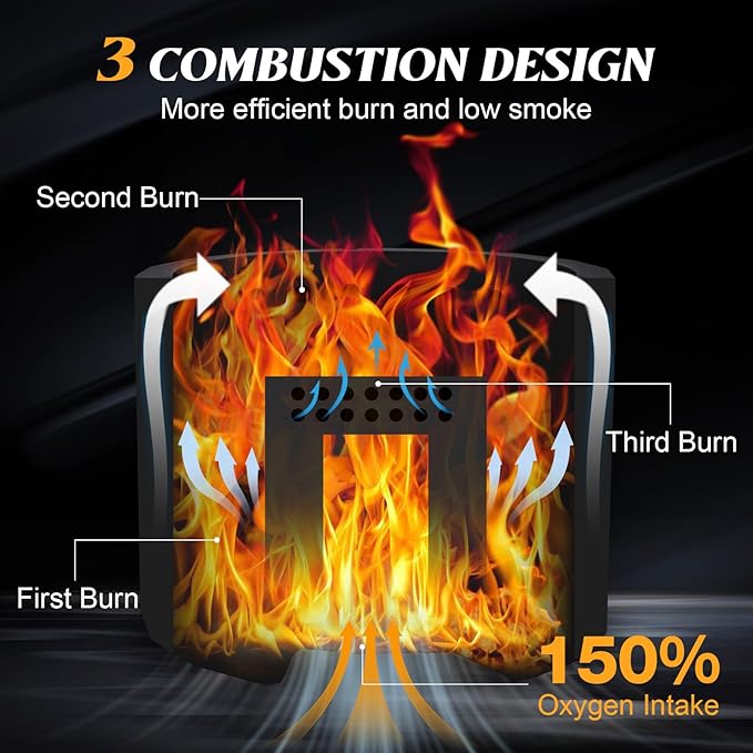 CHANGE MOORE Smokeless Fire Pit for BBQ, 19.6” Triple Burn Outdoor Firepit with Removable Ash Pan BBQ Grill Cover Fire Poker Set Side Handles, Fireplace Bonfire for Outside Backyard Garden Patio