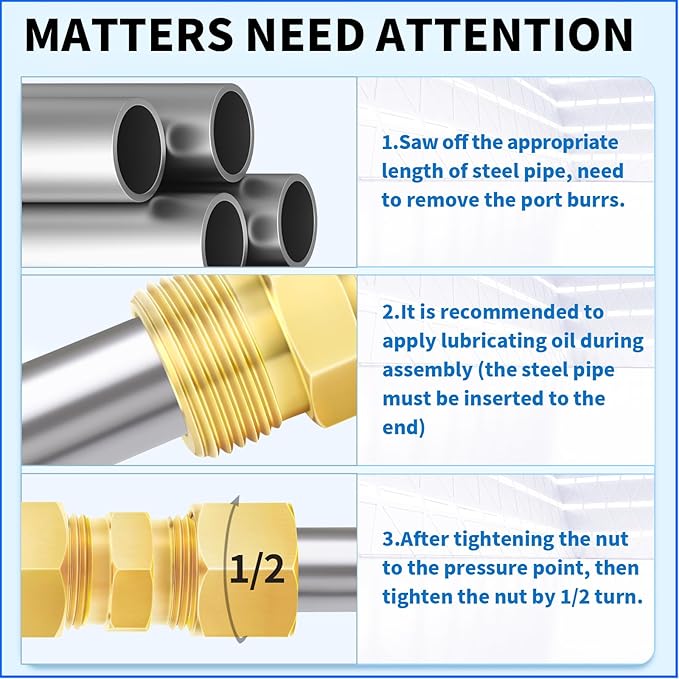 ChillWaves Brass Compression Tube Fitting, 3/8" OD x 3/8" OD Compression Union Connector(10-PACK)