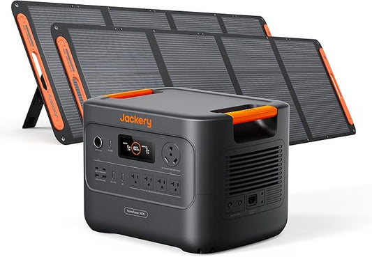 Jackery HomePower 3000 Portable Power Station with 2x 200W Solar Panels, 3600W (Surge 7200W) Output, 3072Wh LFP Battery Solar Generator, Essential Backup for Home Use, Power Outage, RV, Emergencies