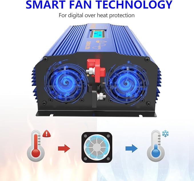 VOLTWORKS 24 Volt 2000W Pure Sine Wave Power Inverter 24V DC to 110V 120V AC and Hardwire Block with LCD Display Remote Controller Compatible with Lithium Battery for Off-Grid Solar RV Car Truck Boat
