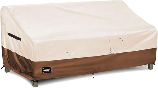 3-Seater Outdoor Furniture Covers Waterproof,76"Wx32"Dx31"H Inches Outdoor Couch Cover, Heavy Duty Patio Furniture Covers,Beige&Brown